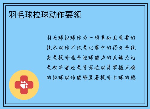 羽毛球拉球动作要领